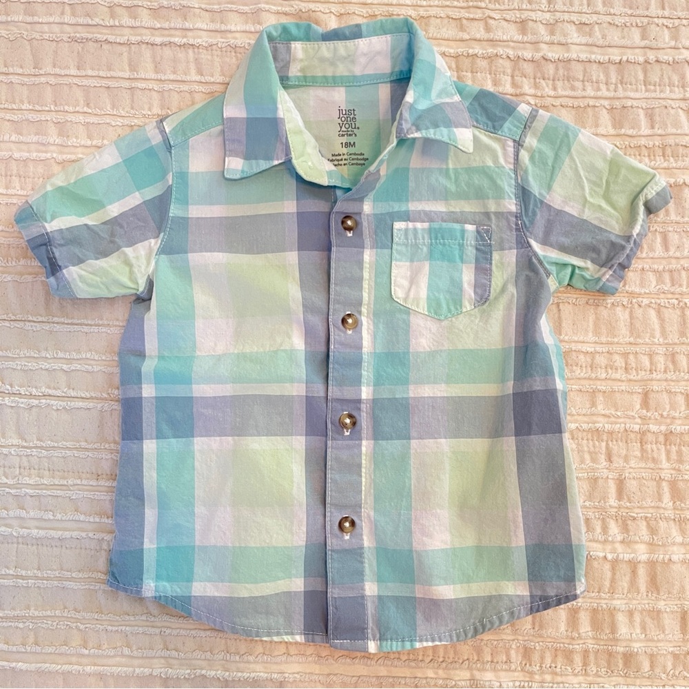Baby Boys Easter Plaid Short Sleeved Button Down 18MO